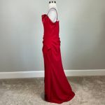 AQUA  Women's Formal Dress Size 12 Red Crepe and Satin Long Column Evening Gown Photo 5