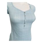 HALEY & JUNE Small blue & white checked tight bodycon mini Dress short sleeve Photo 4