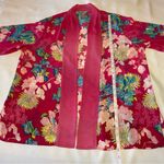 Multiples NWT Pink Floral Mesh Open Cardigan Women's Size Petite Large Photo 6
