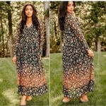 Free People NEW See It Through Dress Black Floral Combo Flowy Maxi MD Romantic Photo 2