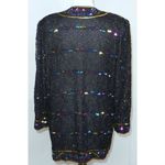Vintage 90's Y2K BRILLIANTE Beaded Black Silk Evening Jacket Size Large Party Photo 2