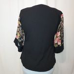 Vintage Spencer Alexis Petite Floral Cheetah Open Front Silk Shirt Blouse Top Black Size undefined Photo 7
