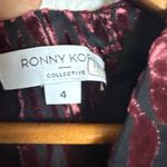 Ronny Kobo Wine Red Ruched Burnout Velvet Long Sleeve Midi Cocktail Dress 4 Photo 13