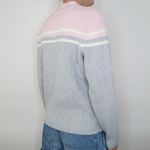 Vintage 90s Gray & Pink Striped Quarter Zip Sweater Size M Photo 1