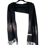Elegant Black Pashmina Scarf with Floral Embroidered Design Photo 0