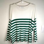 Cyrus  Women’s 3X Striped Sweater White Green Loose Knit Lightweight Oversized Photo 5