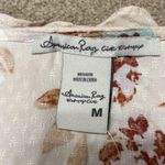 American Rag Cream Floral Ruffle V Neck Button Down Blouse Size M Photo 1