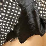 W.O.N.Y Silk Polka Dot V‎ Neck Ruffle Sleeveless Dress Black White 10 Photo 3