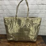 Michael Kors Flower Perforated Gold Leather Travel Tote Shoulder Handbag Photo 1
