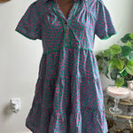 Umgee  USA Pink Green Floral A Lined‎ Tiered Mini Dress Flutter Sleeve Small Photo 0