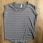 Athleta  Black White Striped Cap Sleeve V-Neck Performance Tee MT Photo 0