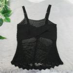 Crochet Tank Top Open Knit Black Cami Sheer Cut Photo 5