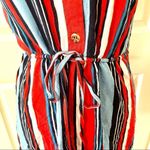 Urban Girl red blue black and white stripe button down short sleeve dress Photo 6
