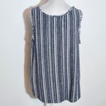 Caslon Navy and White Striped Tank Top Size Medium Linen Blend Tank Photo 3
