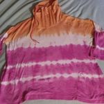 American Living  Womens T-Shirt Orange Pink Tie Dye Short Sleeve Drawstri… Photo 0