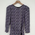 ZARA Floral Print Long Sleeve Wrap Dress Purple Black Size S Photo 3