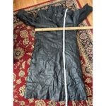 NYDA Black Leather Double Breasted Long Trench Coat Women's Size L Goth‎ Office Size L Photo 7
