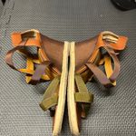 Fendi  Espadrille Strappy Sandal Brown Tan Olive 38 Wedge Neutral Criss‎ Cross Photo 2