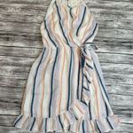 Harper Heritage Womens Faux Wrap Striped Dress M Med Medium Multicolor High Neck White Photo 14