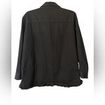 Umgee   Collared Long Sleeve Oversized Raw Hem Shacket Black Photo 1
