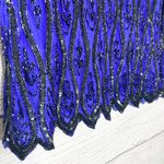 Vintage Stenay Silk Beaded Royal Blue & Black Long Sleeve Blouse Size XS Petite Photo 7