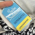 Swim Solutions Shirred Neck Blouson Tankini Top Size 10 Black White Dot Bra New Photo 6