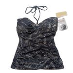 Michael Kors Women's SMALL Logo Ring Shirred Tankini Swimsuit 2 Piece Set NEW Photo 1
