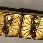 YSL Yves Saint Laurent Iridescent Red Pink Gold Tone Earrings Photo 9