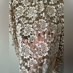 Anthropologie Dolan Sheer Lace Floral Ivory Mock Neck Blouse Top Women’s Size L Photo 9