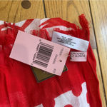 Juicy Couture Pam Gela Red Cotton Linen Scarf NWT Retro Style with Pointed Ends Photo 2