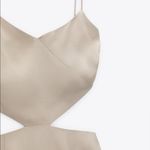 ZARA  CUT OUT V-neck Dress w/ Thin Straps Side Slits at Hem Beige SIZE S NEW Photo 7