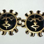 CRAFT Signed Soft Satin Gold Tone Celestial Sun Clip On Earrings Photo 1