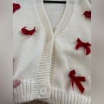 Luna Ivy women’s Bow Cardigan size medium Red Photo 6