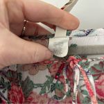 Raga  Pink Red Rose Floral Long Sleeve Tie Neck Boho Maxi Flowy Dress M Photo 5