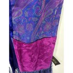 Mary McFadden Womens Violet Paisley Patchwork Scarf Fringe Artsy Unique Warm Purple Photo 2