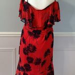 Donna Morgan NWT Belted Trapeze Dress W/Ruffle Cold Shoulder Size 14 Floral Photo 7