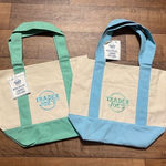 Trader Joe’s Pastel Blue And Pastel Green Mini Canvas Tote Bag NWT Photo 0