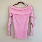 Cache  Pink Off-the-Shoulder Y2K Ribbed Sweater Size M Photo 0