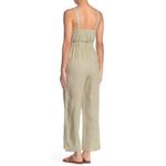 Romeo + Juliet Couture Romeo + Juliet Sage Green and Ivory Pinstripe Jumpsuit Women’s Medium Linen Photo 1