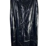Topshop Vinyl Double Front Slit Midi Skirt Size US 8 Black Photo 0