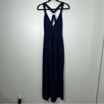 NBD Revolve  Night Fever Plunging Neckline Navy Blue Slit Maxi Dress Size S Photo 3