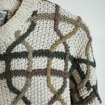 Geoffrey Beene  90s hand knit 3D multicolor sweater interwoven lattice pattern S Photo 4