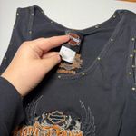 Harley Davidson Y2K Studded Ribbed Skull Wings Embroidered Tank Top Black Size L Photo 2