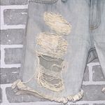 Free People  Shredded Distressed Light Wash Bermuda Jean Shorts Women’s Size 25 Photo 2