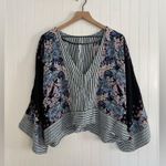 Free People Mix N Match Mixed Print Top V-Neck Crop Boho in Black Combo Size M Photo 3