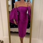ASOS NWT Elegant Off-Shoulder Puffy Sleeve Magenta Pink Dress Size US 6 Photo 2