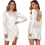 Hello Molly Expressed Permission Mini Dress Women's XS 2 Champagne Satin NWT Photo 2