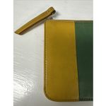 Fossil  Sydney Top Zip Leather Pouch Slim 7"x5" Wallet Coin‎ Purse Yellow Green Photo 3