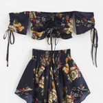 Zaful Off Shoulder Clinched Floral Set Photo 0