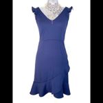 The Vanity Room Womens Navy Blue Trumpet Skirt Fit and Flare V-Neck Mini Dress XS Photo 1